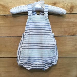 Janie and Jack Boys Linen Striped Bubble Romper